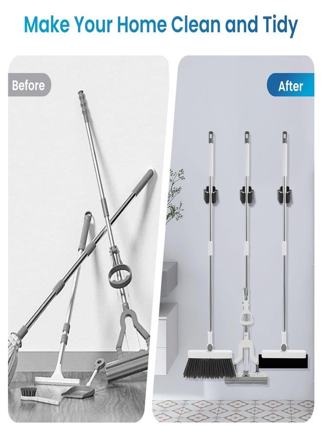 Yiows Broom Holder Wall Mount, 4PCS Broom Hanger Wall Mount, Stainless Steel Heavy Duty Mop Holder Wall Mount with Screws, Garden Outdoor Tool Organizer Rack Wall Mount (Black) - Image 5