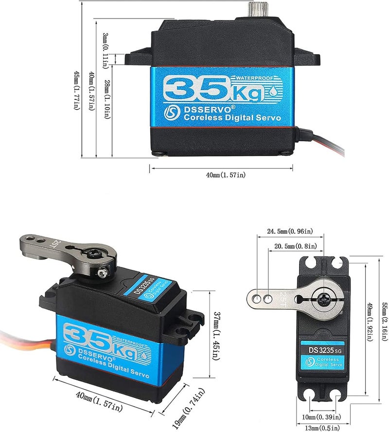 ZOSKAY 35kg high Torque Coreless Motor servo Metal Gear Digital and Stainless Steel Gear servo arduino servo for Robotic DIY,RC car (Control Angle 270°) - Image 2