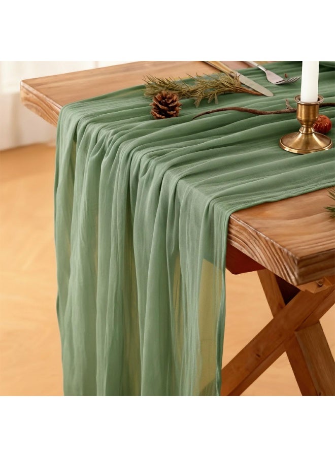 1 Pack  Cheesecloth Table Runner 90x400CM Cheese Cloth Table Runners Ivory Table Runner Rustic Romantic Sheer Gauze Runner for Wedding Party Baby Shower Table Decoration & 1 Pack White Cheesecloth Table Runner 90x400CM Boho Gauze Wedding Table Runner Cheese Cloth for Party Wedding Long Rustic Sheer Runners for Baby Bridal Shower & Sage Green Table Runner, 90x400CM Boho Rustic Cheesecloth Gauze, Farmhouse Centerpieces Decor for Wedding Spring Easter Baby Bridal Shower Party Decoration, 1 Pack Bundle - Image 4