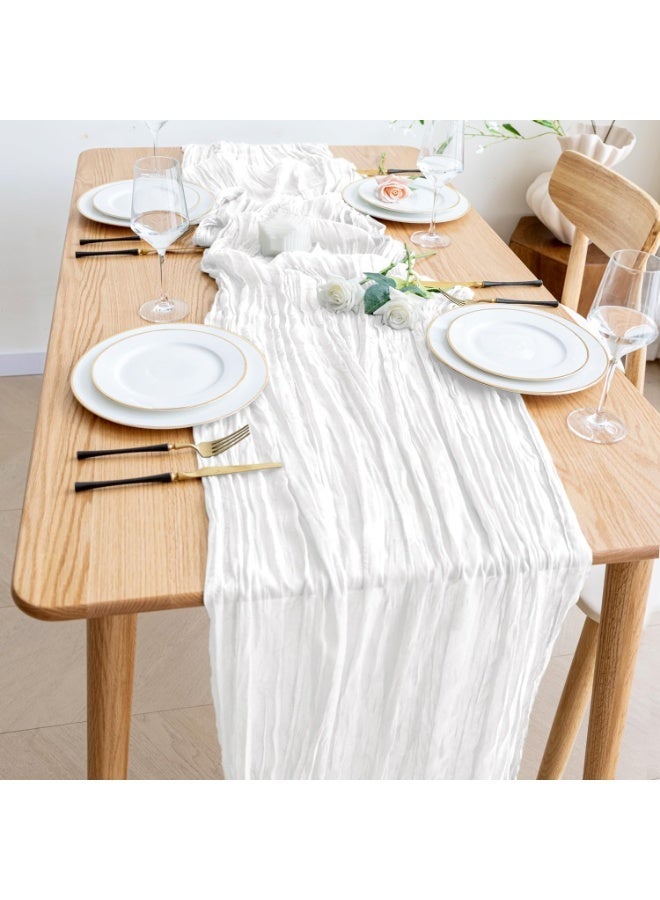 1 Pack  Cheesecloth Table Runner 90x400CM Cheese Cloth Table Runners Ivory Table Runner Rustic Romantic Sheer Gauze Runner for Wedding Party Baby Shower Table Decoration & 1 Pack White Cheesecloth Table Runner 90x400CM Boho Gauze Wedding Table Runner Cheese Cloth for Party Wedding Long Rustic Sheer Runners for Baby Bridal Shower & Sage Green Table Runner, 90x400CM Boho Rustic Cheesecloth Gauze, Farmhouse Centerpieces Decor for Wedding Spring Easter Baby Bridal Shower Party Decoration, 1 Pack Bundle - Image 3