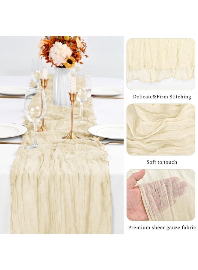 1 Pack  Cheesecloth Table Runner 90x400CM Cheese Cloth Table Runners Ivory Table Runner Rustic Romantic Sheer Gauze Runner for Wedding Party Baby Shower Table Decoration & 1 Pack White Cheesecloth Table Runner 90x400CM Boho Gauze Wedding Table Runner Cheese Cloth for Party Wedding Long Rustic Sheer Runners for Baby Bridal Shower & Sage Green Table Runner, 90x400CM Boho Rustic Cheesecloth Gauze, Farmhouse Centerpieces Decor for Wedding Spring Easter Baby Bridal Shower Party Decoration, 1 Pack Bundle - Image 2