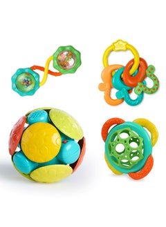 Bright Starts Catch Me Smile Gift Set – Rattle, 2 Teethers & Crawl Toy for Sensory Play & Soothing (3–36 Months)  - Image 1