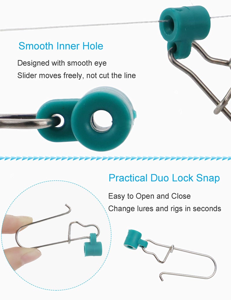 Facikono Fishing Line Sinker Slides Catfishing Rig, Saltwater Heavy Duty Sinker Weights Connector with Duo Lock Snaps - Image 3