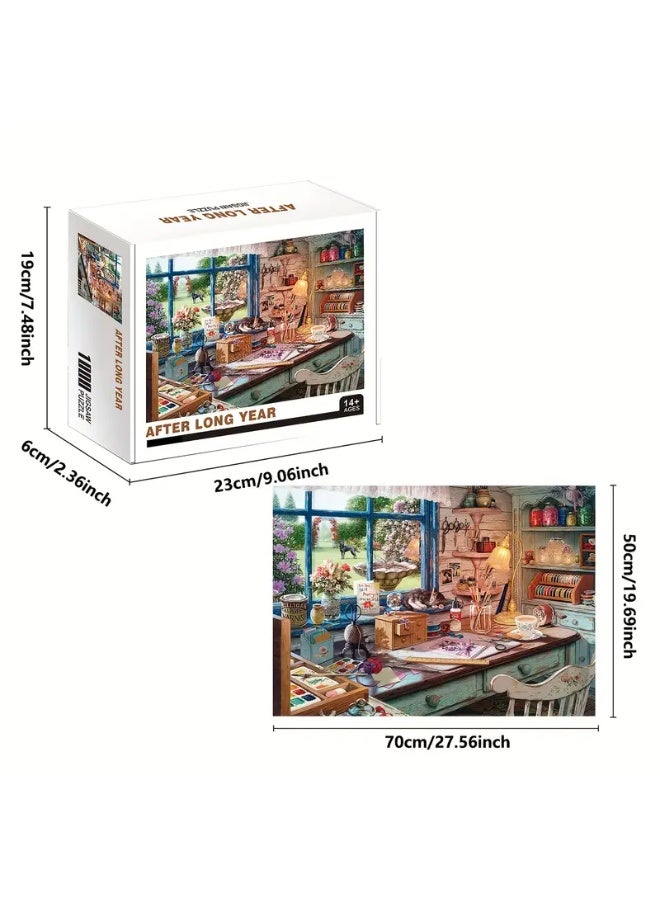 1000-Piece Large Jigsaw Puzzle – 70x50cm White Art Puzzle for Home  Café Décor, Stress Relief  Brain Training, Water-Resistant  Scratch-Resistant, Perfect Gift for , New Year, Thanksgiving, Easter  Family Gatherings - Image 4