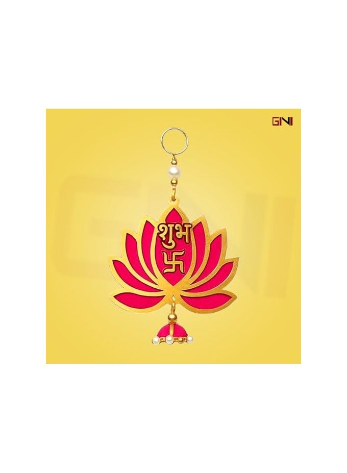 GINI Small Shubh Labh Wall Hanging – Pink Color – Set Of 2 For Diwali & Entrance Decoration - Image 2