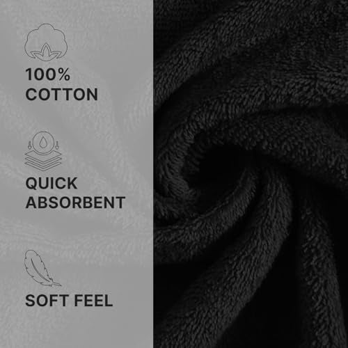 Welspun 100% Cotton Quick Dry Bath Towel | High Absorbency Super Soft, Fast Drying Towels for Bath | 380 GSM Large Size 1 Piece Bath Towel for Men and Women | Sized 70cm X 150cm Black - Image 3