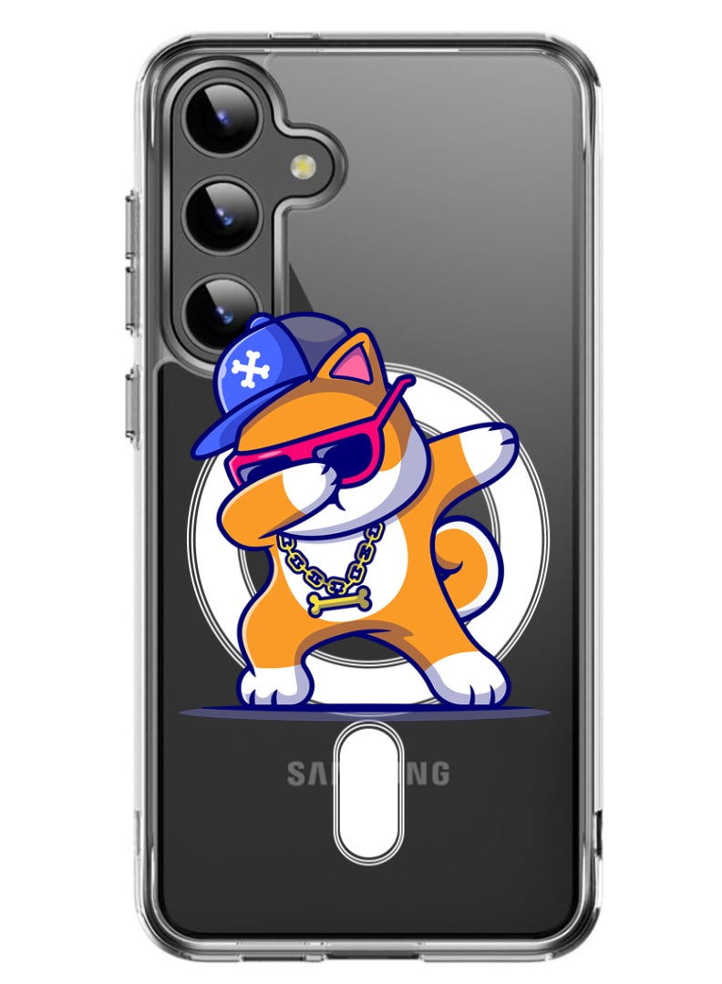 Theodor Magnetic Case for Samsung Galaxy S24 Plus 6.7-inch Compatible with MagSafe Wireless Charging, Shockproof Phone Bumper Cover Dog father Beer Lover Black copy - Image 1