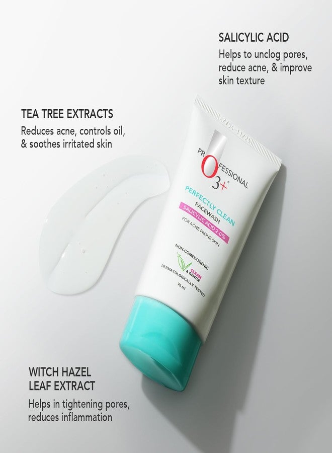 O3+ Perfectly Clean Face Wash With Salicylic Acid 2% For Acne Prone Skin | 75ml - Image 2