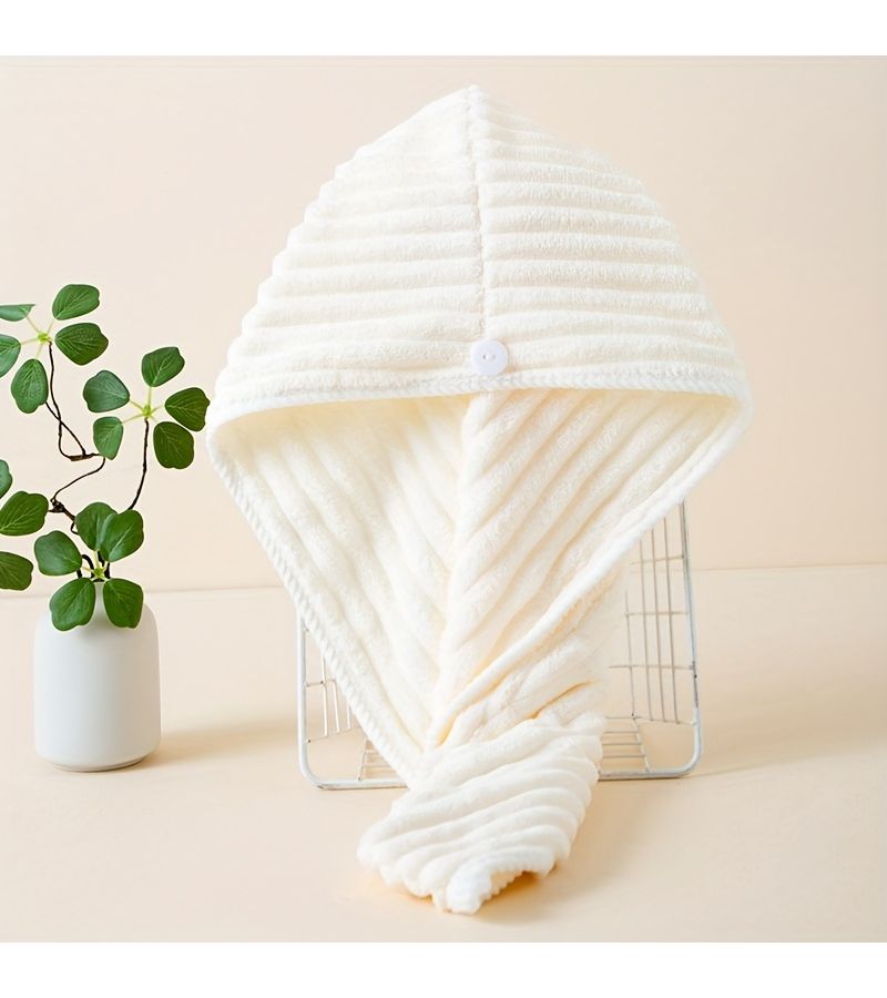 Pink Coral Hair Towel Super Absorbent Curly Hair Turban For Home Bathroom Drying - Image 5