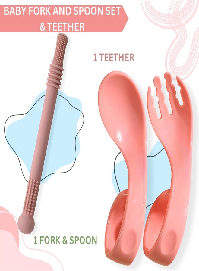 BEMBIKA Baby Feeding Essentials Baby Self Feeding Spoons BPA Free Baby Weaning Spoon Toddler Training Spoon and Easy Grip Teething Pacifier Teething Toy for Happy Little Eaters-(BE2319) - Image 2