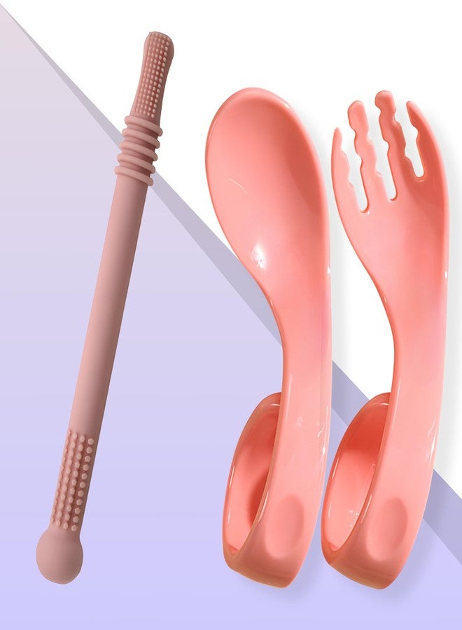 BEMBIKA Baby Feeding Essentials Baby Self Feeding Spoons BPA Free Baby Weaning Spoon Toddler Training Spoon and Easy Grip Teething Pacifier Teething Toy for Happy Little Eaters-(BE2319) - Image 1