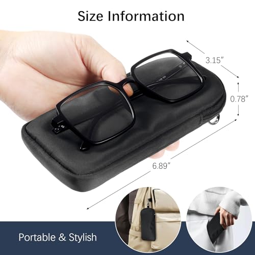 Huvon Double Glasses Case Soft Eyeglass Case with Clip & Zipper, Dual Sunglasses Pouch for Women Men Travel Eyewear Bag - Image 2