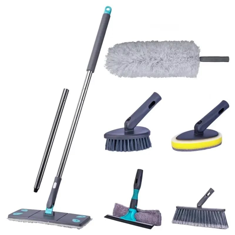 MAPPLE CREATION Cleaner Brush with Squeegee Bathroom Cleaning Brushes VShape 4 in 1 Tile Gap Scrub Brush Crevice Cleaning Brush Tools Scrubbing Floor Brush for CornerWindow Sink Kitchen - Image 1