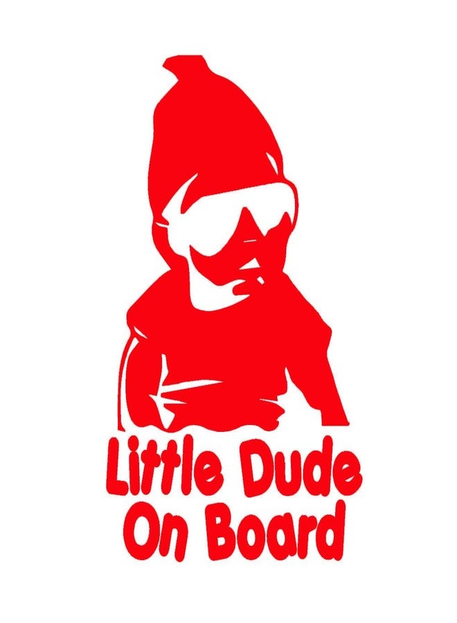 STICKER DAD Little Dude ON Board Vinyl Decal - Size: 7", Color: RED - Windows, Walls, Bumpers, Laptop, Lockers, etc.