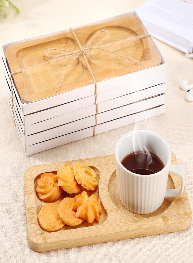 Beeveer 6 Pcs Bridal Shower Gift for Guests Wood Individual Tray Coffee Cake Serving Tray Wooden Platter Charcuterie Cutting Board Plate for Tea Coffee Fruit Food Housewarming Wedding Gift(Classic) - Image 1