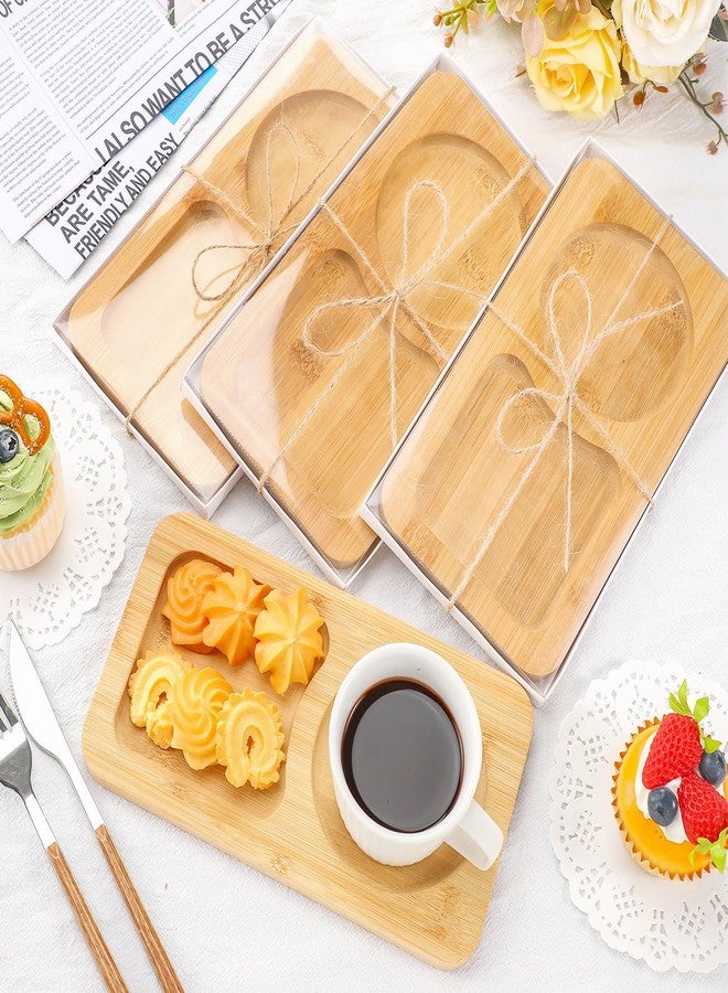 Beeveer 6 Pcs Bridal Shower Gift for Guests Wood Individual Tray Coffee Cake Serving Tray Wooden Platter Charcuterie Cutting Board Plate for Tea Coffee Fruit Food Housewarming Wedding Gift(Classic) - Image 3