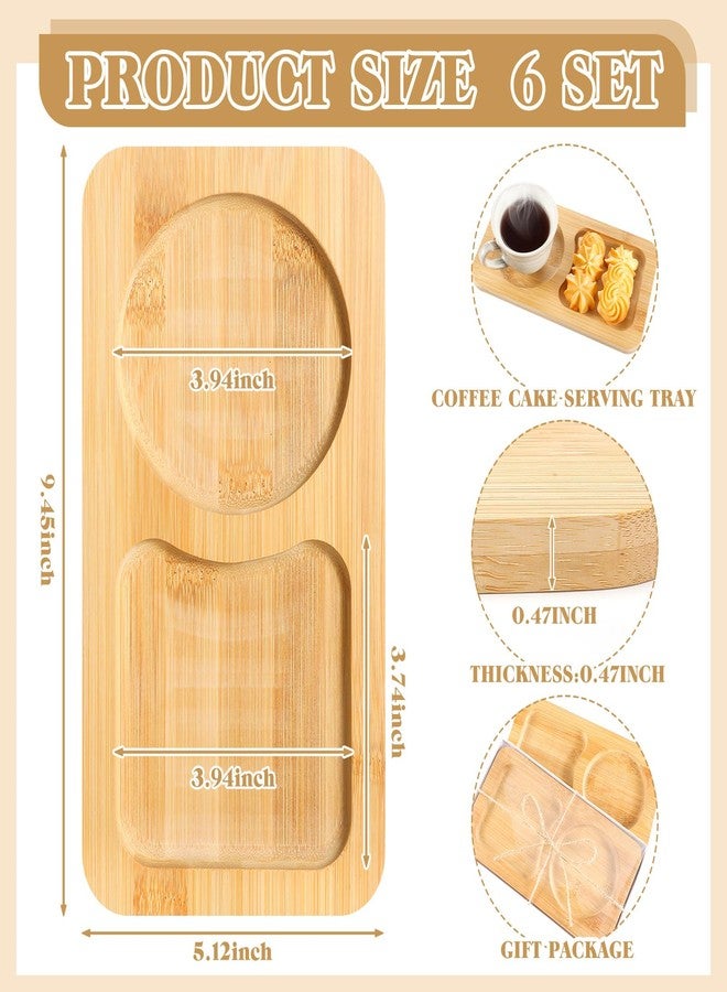 Beeveer 6 Pcs Bridal Shower Gift for Guests Wood Individual Tray Coffee Cake Serving Tray Wooden Platter Charcuterie Cutting Board Plate for Tea Coffee Fruit Food Housewarming Wedding Gift(Classic) - Image 2