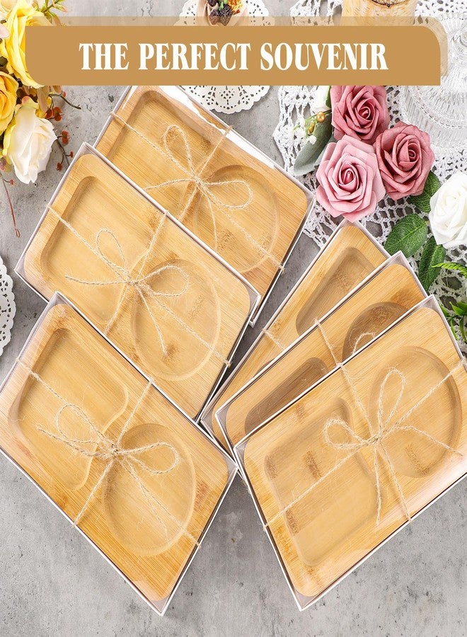 Beeveer 6 Pcs Bridal Shower Gift for Guests Wood Individual Tray Coffee Cake Serving Tray Wooden Platter Charcuterie Cutting Board Plate for Tea Coffee Fruit Food Housewarming Wedding Gift(Classic) - Image 4