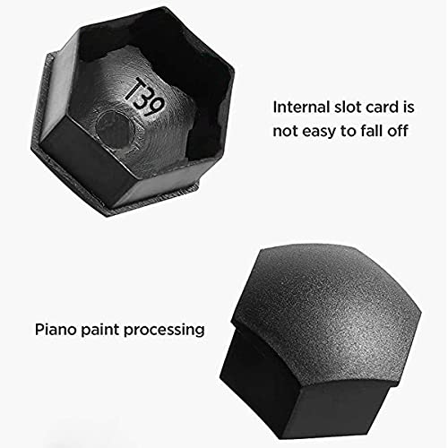 Gebildet 24pcs Wheel Nut Cap 17mm Wheel Bolt Nut Caps Covers, Hexagonal Tire Nut Covers with Removal Tool Set for Cars(Matte Black) - Image 2