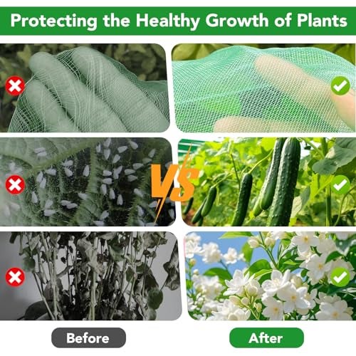 Hoyejyou Garden Mesh Netting Kit for Raised Beds, 10x30FT Green Garden Netting ＆6 Sets Fiberglass Garden Hoops, Row Cover Garden Netting Pest Barrier Plant Protection for Vegetable Flowers Fruits - Image 4