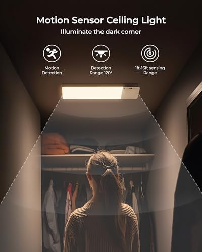 FULEN 2 Pack Rechargeable Motion Sensor Ceiling Light Upgraded Cordless Closet Light with 12000mAh Battery LED Shower Light for BathroomPantryPorchGarage3000K4500K6000K Remote Control - Image 3