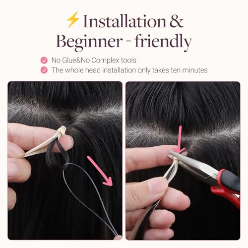 Goo-Goo GOO GOO Micro Link Tip Hair Extensions Real Human Hair 18inch 50g 50S Cold Fusion Invisible Remy Jet Black - Image 3
