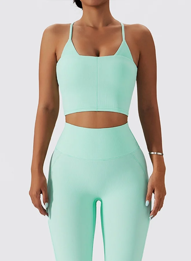 KAWN.YOGA Womens Cross Back Sports Bra - Padded Low Impact Workout Yoga Bra with Removable Built in Bra