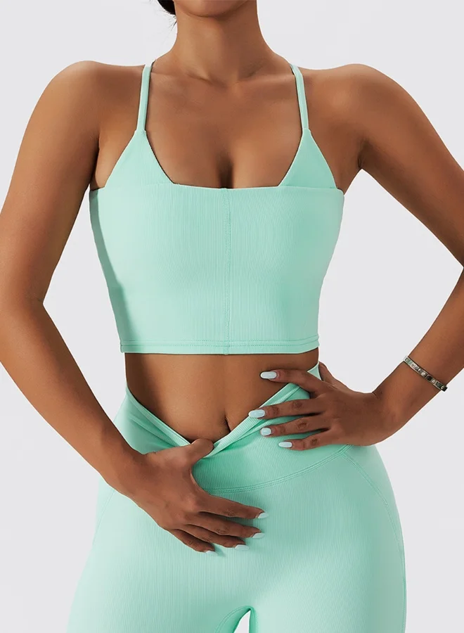 KAWN.YOGA Womens Cross Back Sports Bra - Padded Low Impact Workout Yoga Bra with Removable Built in Bra