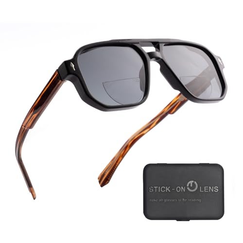 OuShiun Stick-on Bifocal Readers for Sunglasses, No Water or Adhesive Needed, Reusable Reading Lenses for Glasses Goggles(1FU +2.5) - Image 1