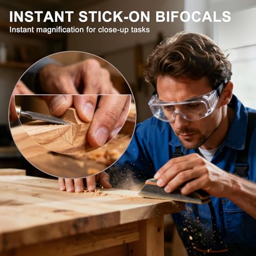 OuShiun Stick-on Bifocal Readers for Sunglasses, No Water or Adhesive Needed, Reusable Reading Lenses for Glasses Goggles(1FU +2.5) - Image 4