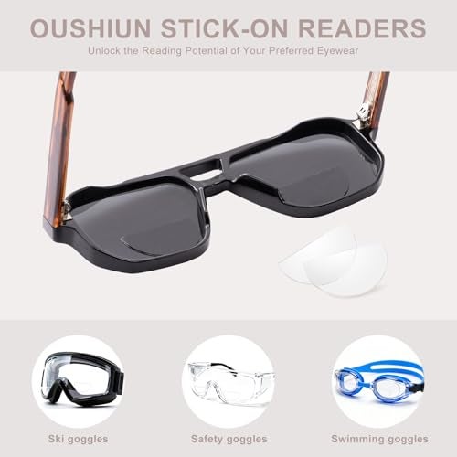 OuShiun Stick-on Bifocal Readers for Sunglasses, No Water or Adhesive Needed, Reusable Reading Lenses for Glasses Goggles(1FU +2.5) - Image 2