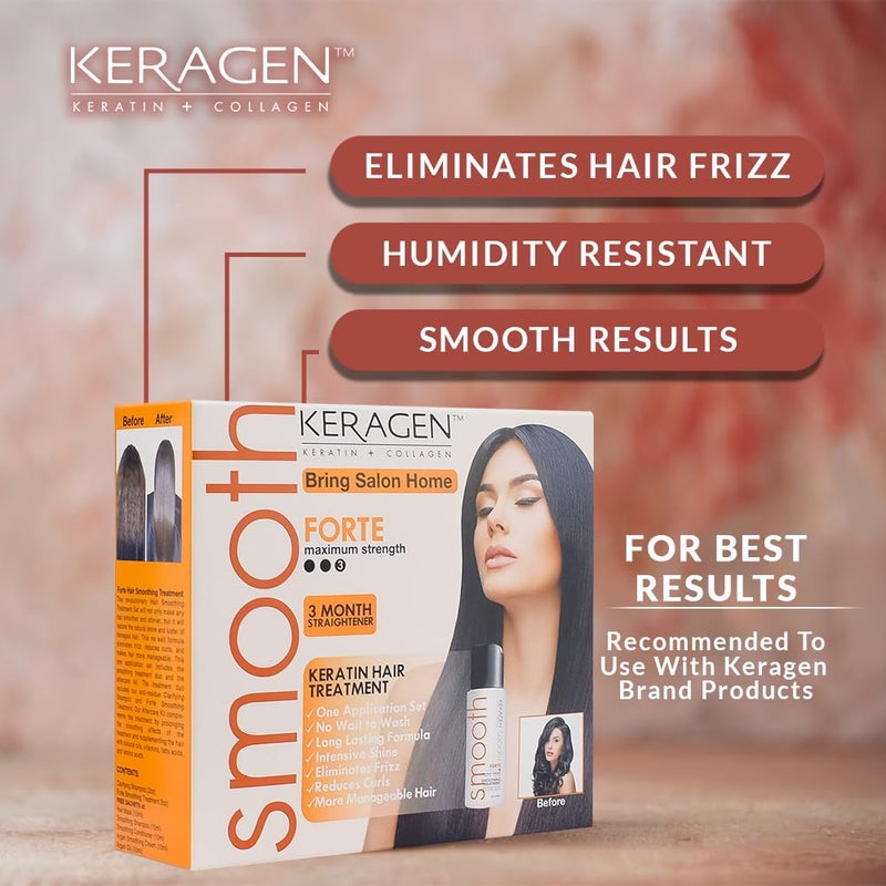 Keragen Brazilian Keratin Hair Smoothing Treatment - Express Home Blowout Kit - Straightens & Smooths Frizz - With 2 Oz Forte Treatment, Clarifying Shampoo & Aftercare Samples - Image 4