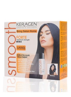 KERAGEN Keragen - Brazilian Keratin Hair Smoothing Treatment Express Home Kit - Blowout Straightening System, with 2 Oz Forte Treatment, 2 Oz Clarifying Shampoo and Aftercare Samples  - Image 1