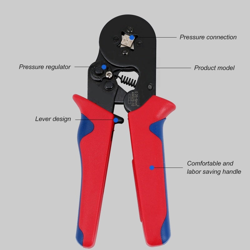 Wire Crimpers: 23-7AWG Ratchet Type, Solid Sturdy Construction - Quick Release Safety Lock, Ergonomic Design Saves 50% Energy, Four-Mandrel Square Crimp for Insulated Non-Insulated Small Wires for Ele - Image 4