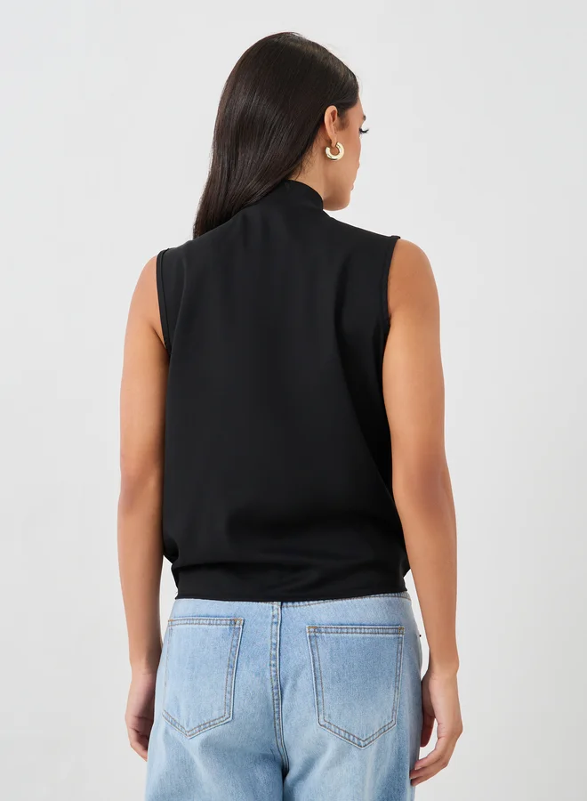 Styli Styli Solid Sleeveless Surplice Neck Wrap Top