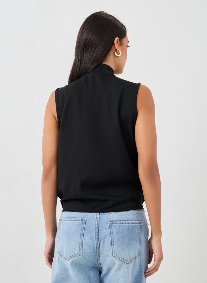 Styli Styli Solid Sleeveless Surplice Neck Wrap Top  - Image 4