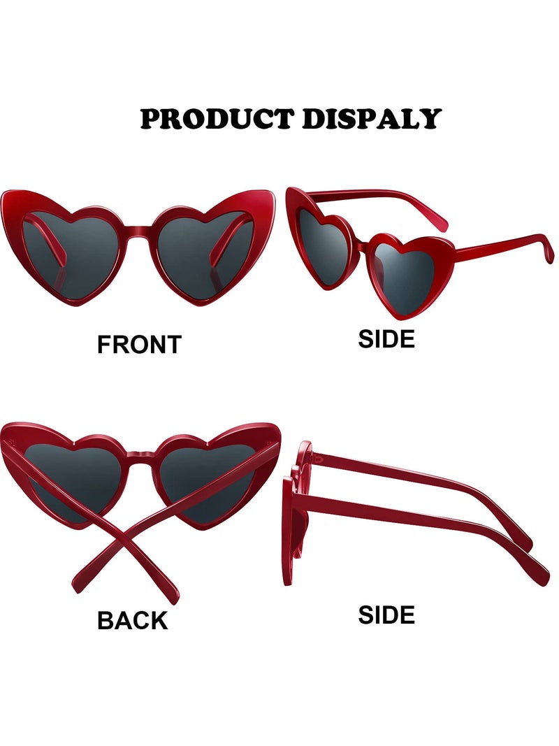 Frienda 6 Pairs Heart Shaped Sunglasses Cat Eye Shaped Sunglass for Women Bridesmaid Wedding Bachelorette Party Favor(Chic Color) - Image 2