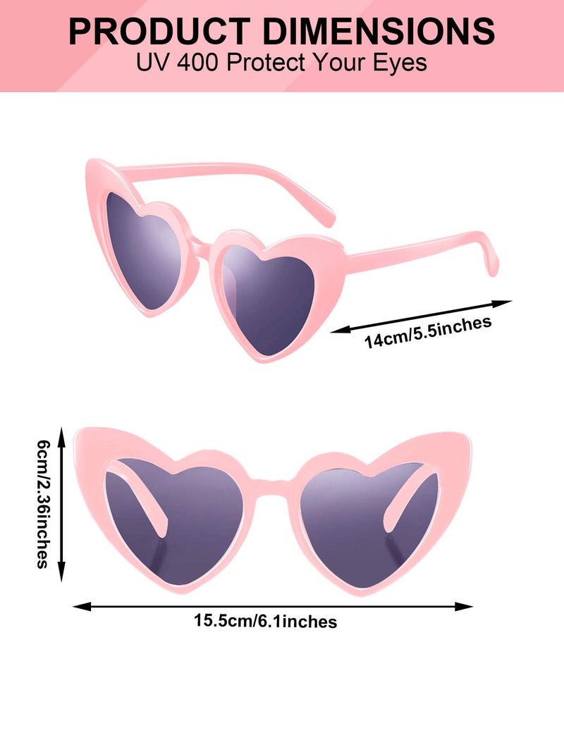 Frienda 6 Pairs Heart Shaped Sunglasses Cat Eye Shaped Sunglass for Women Bridesmaid Wedding Bachelorette Party Favor(Chic Color) - Image 3