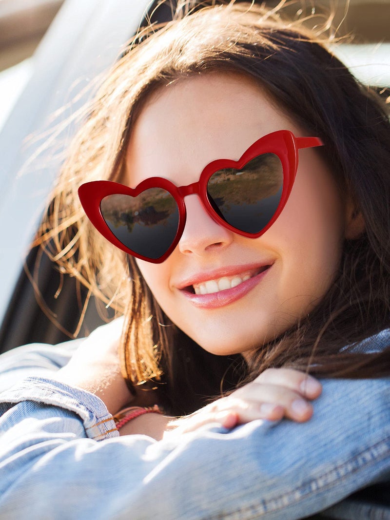 Frienda 6 Pairs Heart Shaped Sunglasses Cat Eye Shaped Sunglass for Women Bridesmaid Wedding Bachelorette Party Favor(Chic Color) - Image 4
