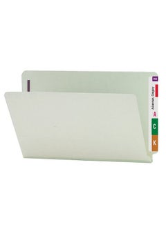 Smead End Tab Pressboard Fastener File Folder With Safeshield Fasteners 2 Fasteners 1" Expansion Legal Size Gray Green 25 Per Box (37705)  - Image 2