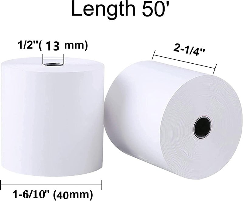 اس دبليو اي هيلب (50 لفة) ورق حراري للإيصالات مقاس 57 × 40، لفات مقاس 2 1/4 بوصة، تناسب جميع طابعات نقاط البيع، محطات بطاقات الائتمان، Star Micronics SCP700، TSP100، خالية من BPA - BuyRegisterRolls - Image 2