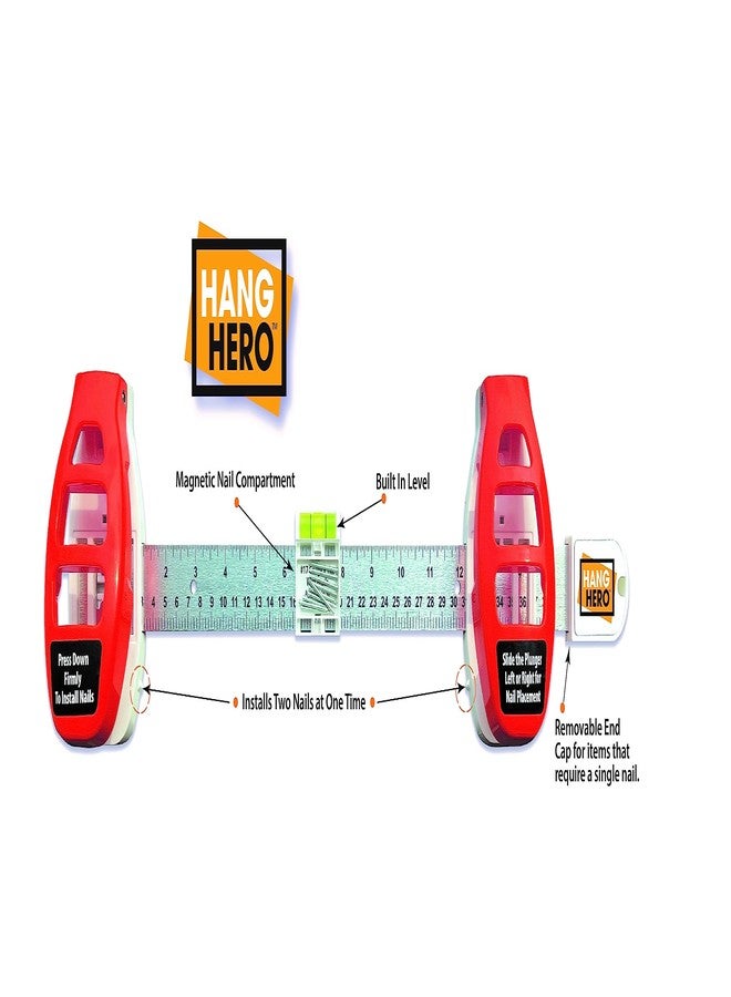 Spark Innovators Hang Hero - All in One Picture Hanging System! Measures Frame, Levels and Inserts Nails at The Perfect Depth and Angle. Includes Hang Hero Unit and (50) #17 Brad Nails! - Image 2