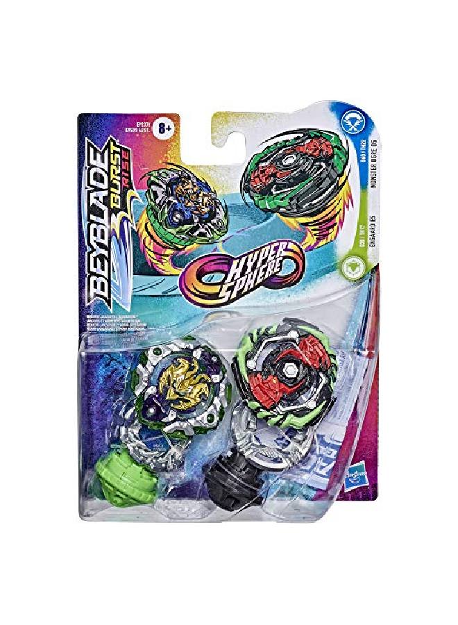 BeyBlade حزمة مزدوجة من لعبة بي بليد بيرست هايبرسفير الوحش أوجر O5 وإنغارد E5 2 من ألعاب التوب القتالية ذات الدوران الأيمن للأعمار 8 وما فوق - Image 2