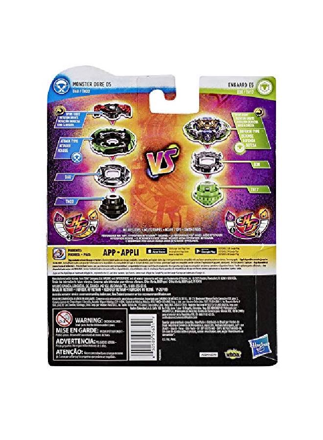 BeyBlade حزمة مزدوجة من لعبة بي بليد بيرست هايبرسفير الوحش أوجر O5 وإنغارد E5 2 من ألعاب التوب القتالية ذات الدوران الأيمن للأعمار 8 وما فوق - Image 4