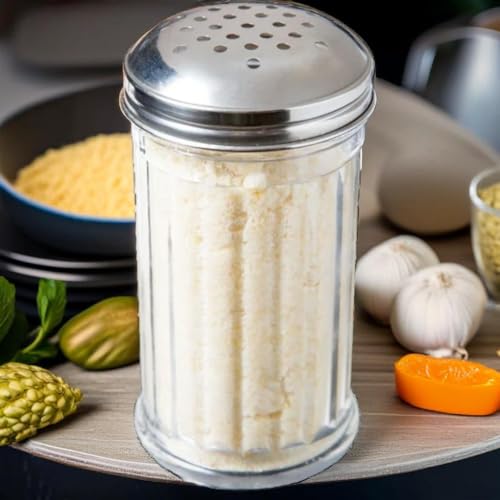 GEEX DEPOT 12 Oz Parmesan Cheese Shaker/salt and pepper shakers with Stainless Steel Lid, Clear Plastic seasoning shaker, sugar/spice dispenser, large salt and pepper shakers (360 ml) by GEEX DEPOT (2, 12 Oz) - Image 3