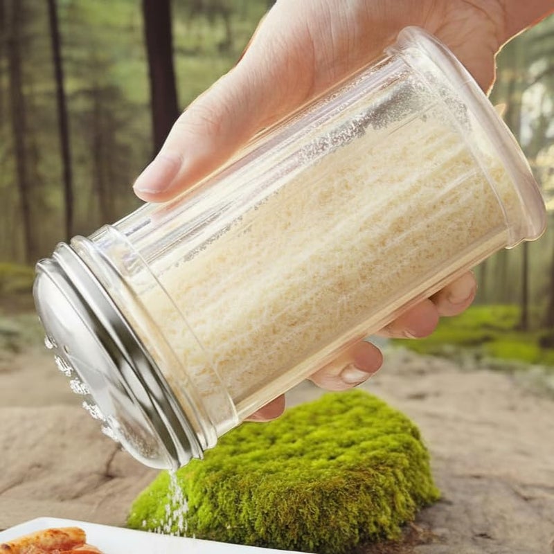 GEEX DEPOT 12 Oz Parmesan Cheese Shaker/salt and pepper shakers with Stainless Steel Lid, Clear Plastic seasoning shaker, sugar/spice dispenser, large salt and pepper shakers (360 ml) by GEEX DEPOT (2, 12 Oz) - Image 2