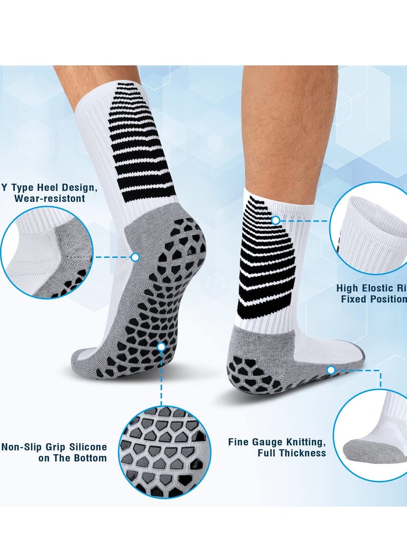 3 Pairs Anti Slip Football Sport Socks Breathable Anti Blister Grip Socks Men Women Non Slip Trainer Socks Cushion Athletic Soccer Socks for Basketball Hiking Walking Running Rugby (White) - Image 5