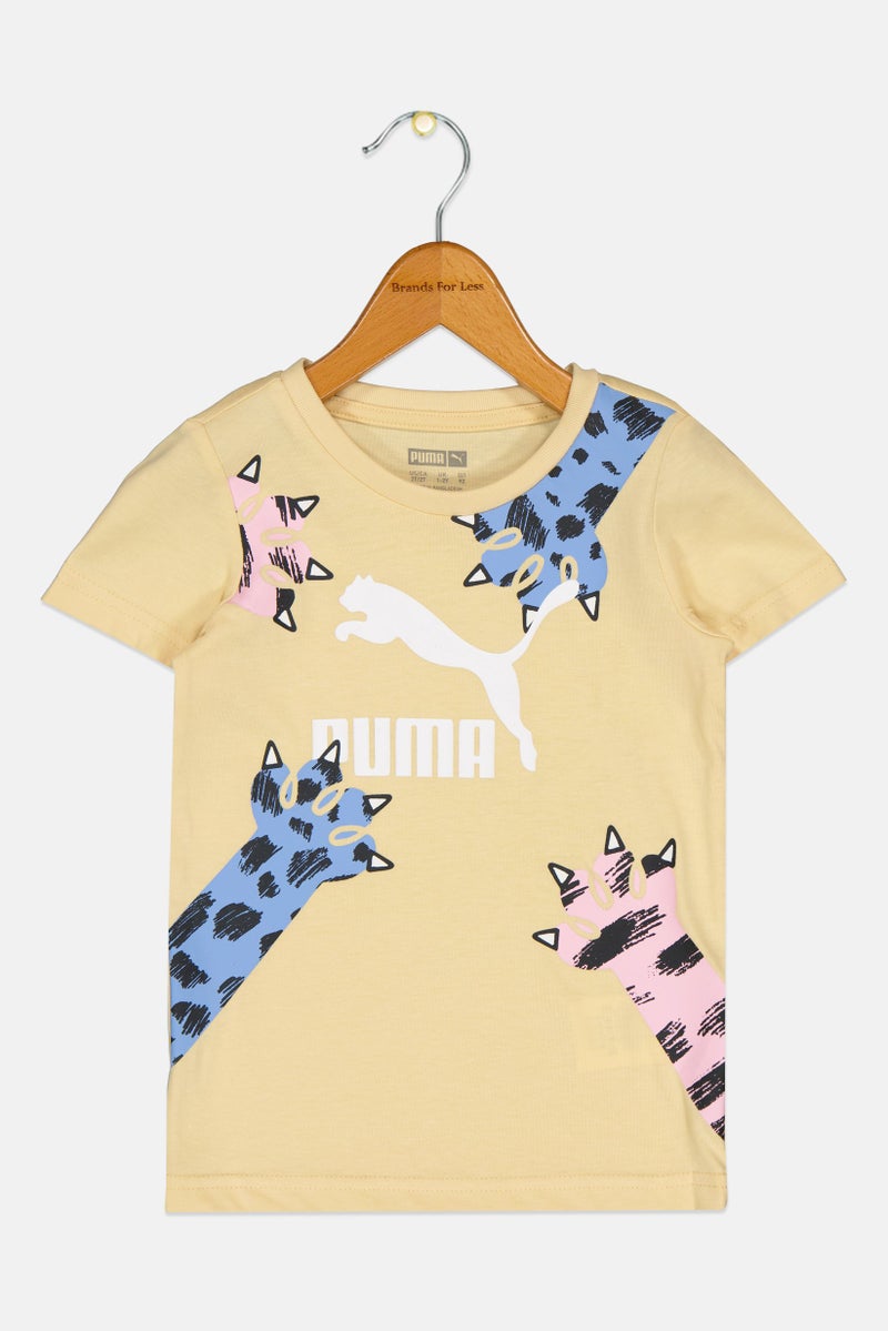 PUMA Toddlers Girl Brand Logo Short Sleeves Outdoor T-Shirt, Light Color - Image 2