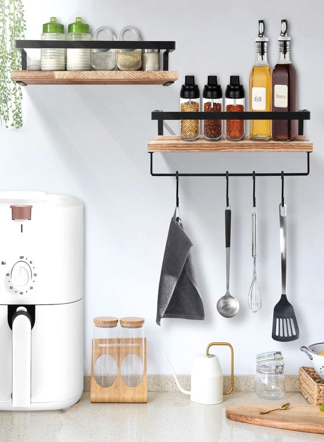 Uten Floating Shelves, Wall Shelf Outdoor, 42x15x8 cm, Shelving Unit for Wall, Towel Holder 6 Hooks, Kitchen Spice Rack, Storage Organiser Shelf for Bedroom, Bathroom, Living Room, Office - Image 4
