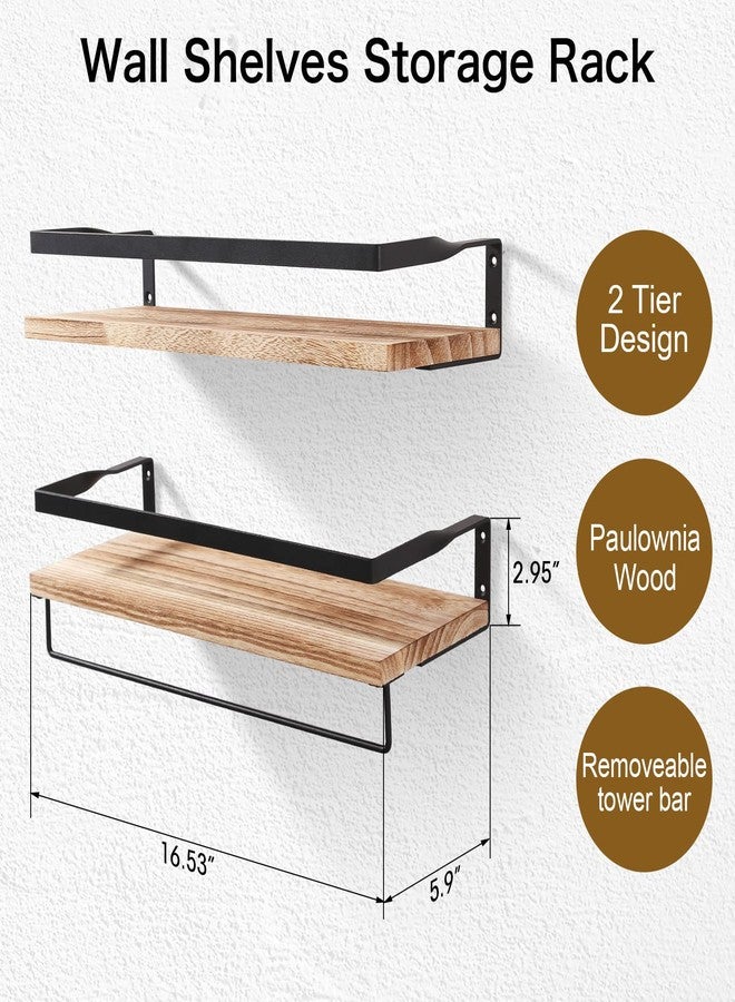 Uten Floating Shelves, Wall Shelf Outdoor, 42x15x8 cm, Shelving Unit for Wall, Towel Holder 6 Hooks, Kitchen Spice Rack, Storage Organiser Shelf for Bedroom, Bathroom, Living Room, Office - Image 5